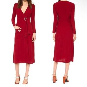 Burgundy/Maroon A.L.C. Wrap dress with metal grommets